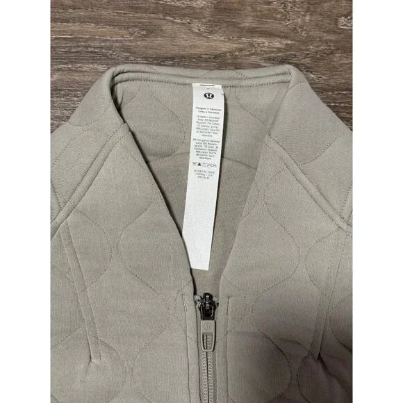 Lululemon Quilted Bomber Zip-Up Jacket Gray Size 8 Cotton-Blend Cropped Casual - Picture 3 of 11